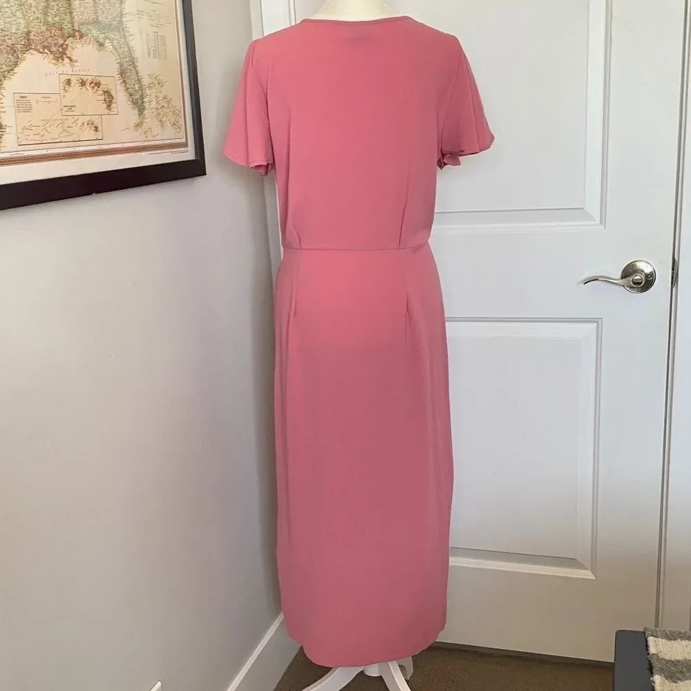 Bobeau Pink Flutter Wrap Midi Dress - Picture 5 of 14